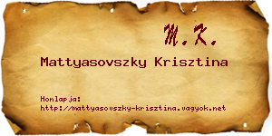 Mattyasovszky Krisztina névjegykártya